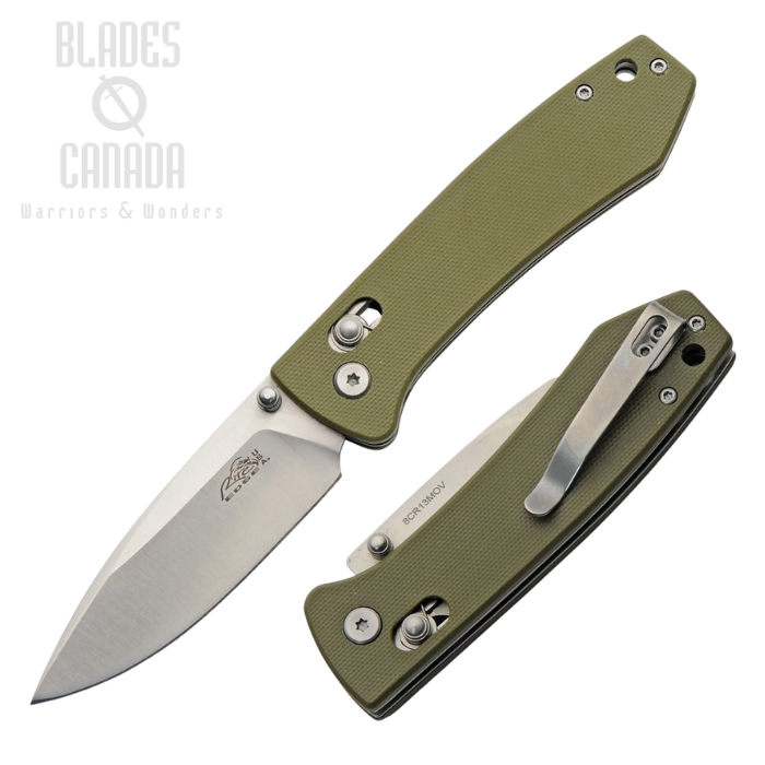 Rite Edge Rolling Lock Folding Knife, Satin Blade, G10 Green, RUC4004