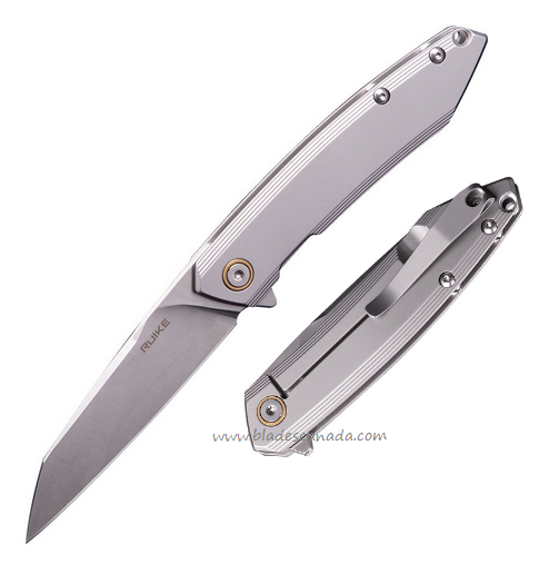 Ruike P831 Flipper Framelock Knife, 14C28N Sandvik Satin, Stainless Handle, P831SSA