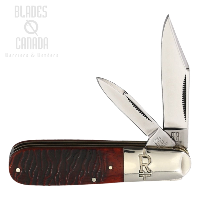 Rough Ryder Barlow Slipjoint Folding Knife, Stainless, Jigged Bone Tiger Striped, RR2219