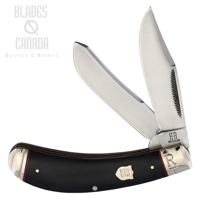 Rough Ryder Bow Trapper Highland Slipjoint Folding Knife, Stainless Satin, Micarta Black, RR2379