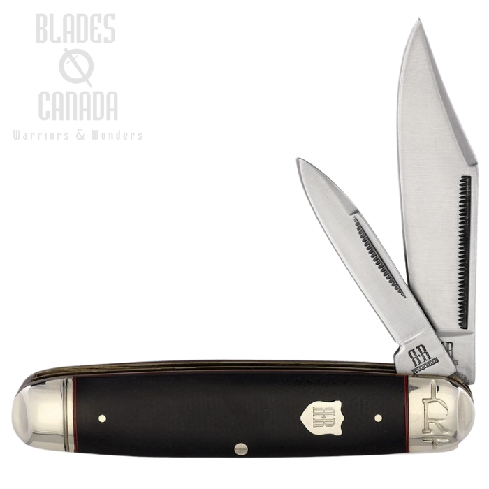 Rough Ryder Cattleman Slipjoint Folding Knife, Stainless Satin Blades, Micarta Black, RR2380