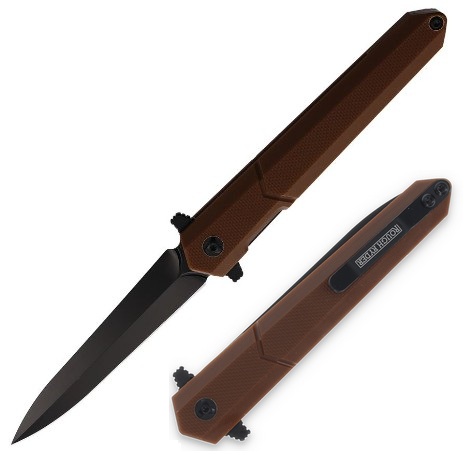 Rough Ryder Flipper Folding Knife, Stainless Black Dagger, G10 Brown, RR2518 (image for) Rough Ryder Flipper Folding Knife, Stainless Black Dagger, G10 Brown, RR2518