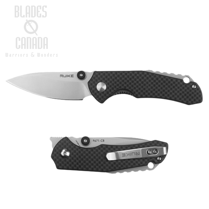 Ruike P671-CB Front Flipper Folding Knife, 14C28N Sandvik, G10/Carbon Fiber, P671-CB