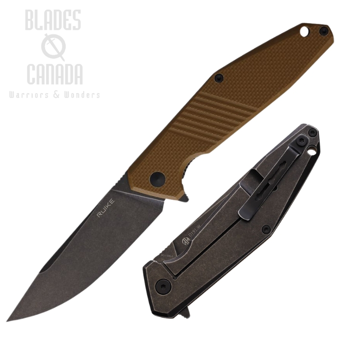 Ruike D191 Flipper Framelock Knife, Black SW Blade, G10 Brown/Stainless Black, RKED191W