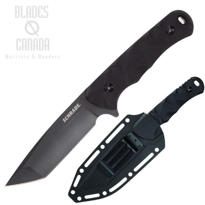 Schrade Regime Fixed Blade Knife, AUS-8 Black, G10 Black, Black Sheath, SCH1136036