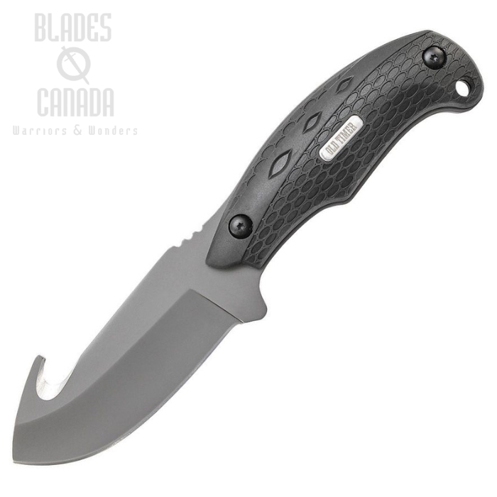 Schrade Copperhead Guthook Fixed Blade Knife, Gray Ti Blade, Nylon Sheath, SCH2143OTCP