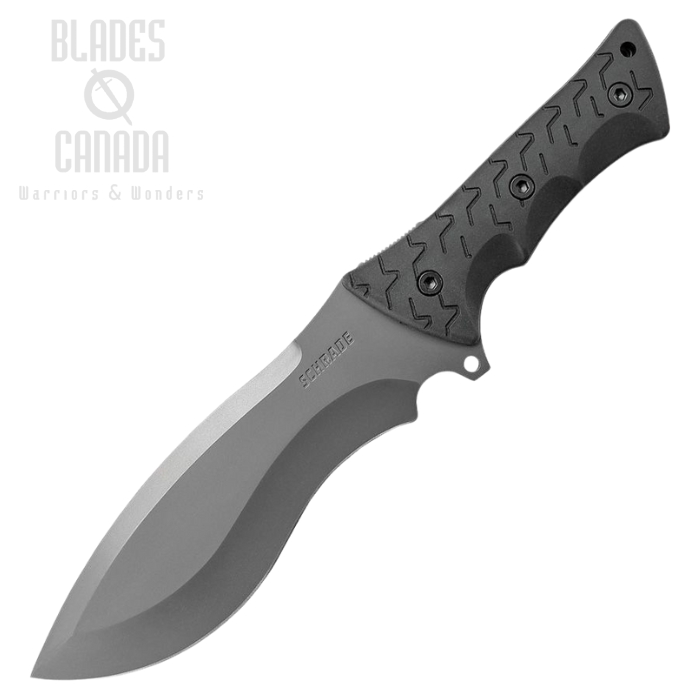 Schrade Little Ricky Fixed Blade knife, Stainless Dark Grey, Textured Black Handle, Kydex Sheath, SCHF28