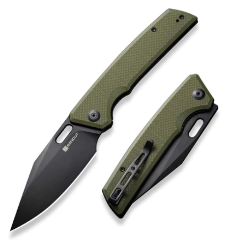 SENCUT GlideStrike Folding Knife, Black Blade, G10 OD Green, S23018-3