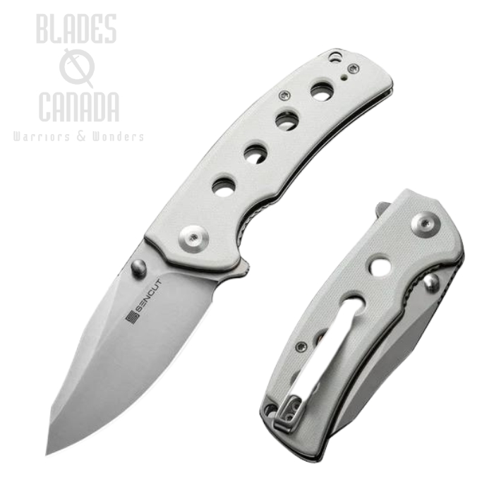 SENCUT Excalis Flipper Folding knife, Satin Blade, G10 White, S23068-2