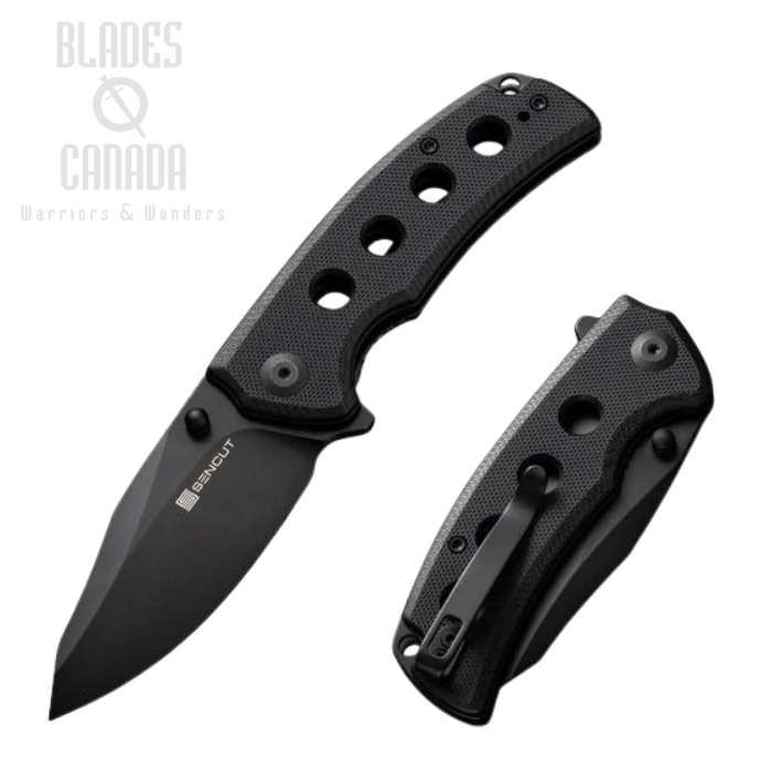 SENCUT Excalis Flipper Folding Knife, Black Blade, G10 Black, S23068-1