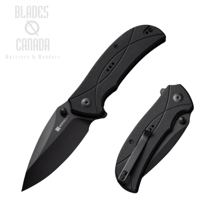 Sencut Hyrax Flipper Folding Knife, Black Blade, G10 Black, S23097-1