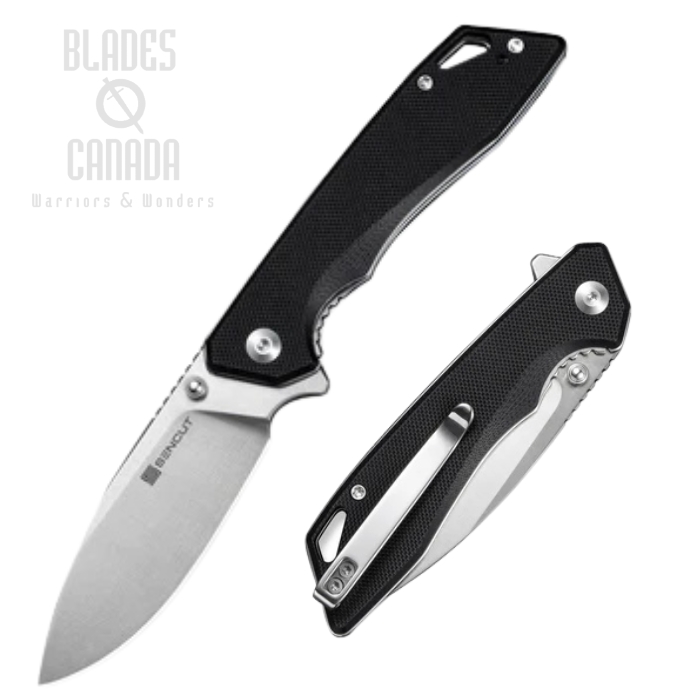 SENCUT Stratex Flipper Folding Knife, Satin Blade, G10 Black, S25055-1 SENCUT Stratex Flipper Folding Knife, Satin Blade, G10 Black, S25055-1
