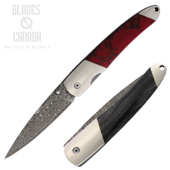 Santa Fe Stoneworks Folding Knife, Damascus, Blood Stone Matrix/Wood, SFDJS70BB (image for) Santa Fe Stoneworks Folding Knife, Damascus, Blood Stone Matrix/Wood, SFDJS70BB