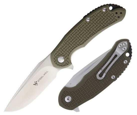 Steel Will Cutjack Flipper Folding Knife, D2 Steel, FRN OD Green, C22-1OD (image for) Steel Will Cutjack Flipper Folding Knife, D2 Steel, FRN OD Green, C22-1OD