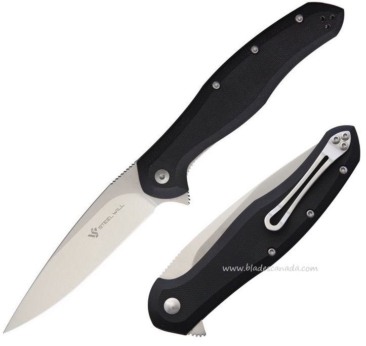 Steel Will Intrigue Flipper Folding Knife, M390 Satin, G10 Black, F45-31