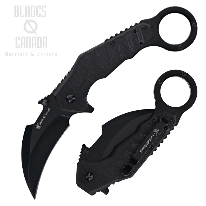 Smith & Wesson Extreme Ops Flipper Folding Karambit Knife, G10 Black, SW1205008