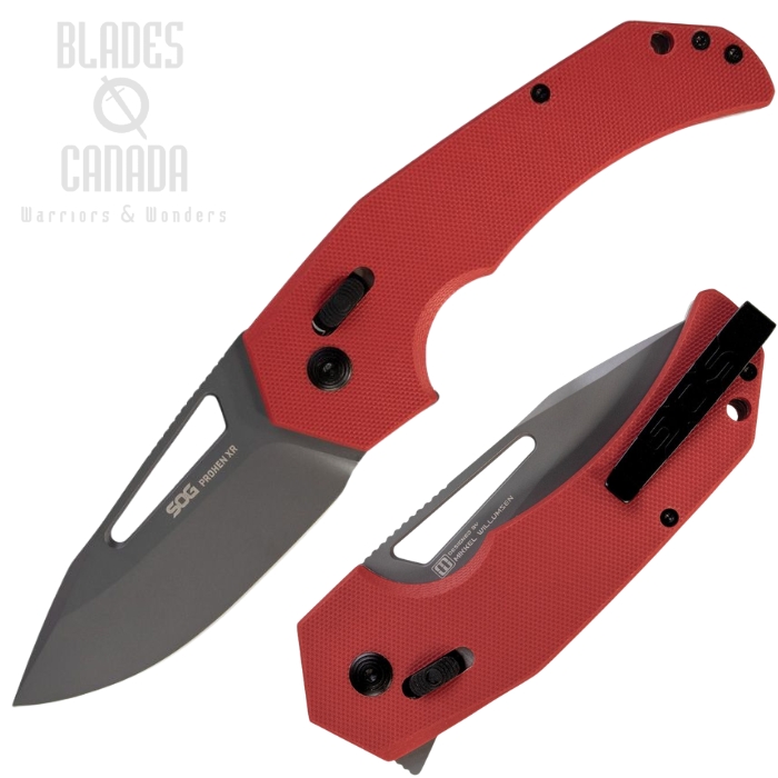 SOG Prohen XR Lock Folding Knife, D2 Grey Satin, G10 Red, SOG-12-25-02-57 (image for) SOG Prohen XR Lock Folding Knife, D2 Grey Satin, G10 Red, SOG-12-25-02-57