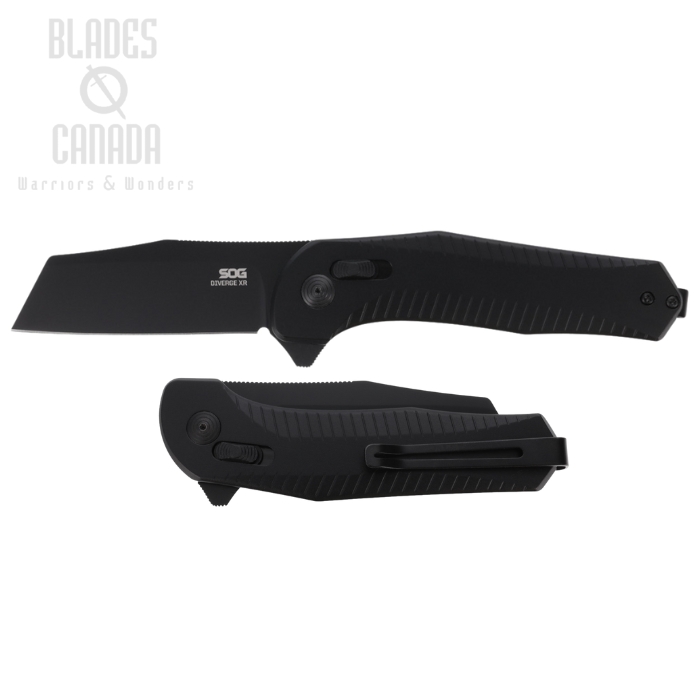 SOG Diverge XR Folding Knife, D2 Black Sheepsfoot, Aluminum Black, SOG-12-02-01-43