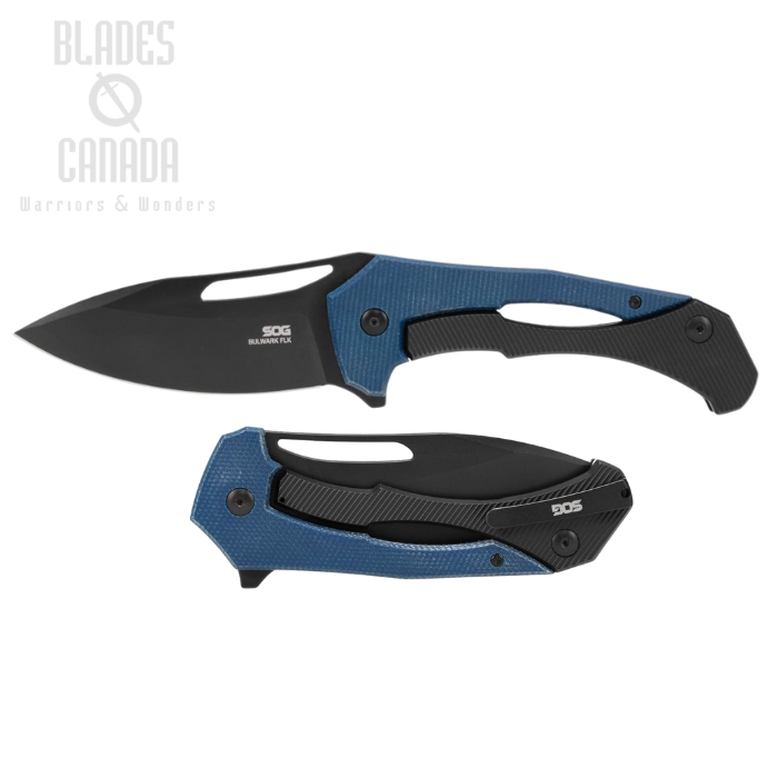 SOG Bulwark FL Folding knife, D2 Black, Micarta Blue/Black, SOG-14-24-01-57