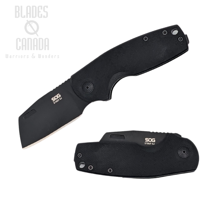 SOG Stout SJ Slipjoint Folding Knife, D2 Cleaver Black, G10 Black, 16-03-07-57