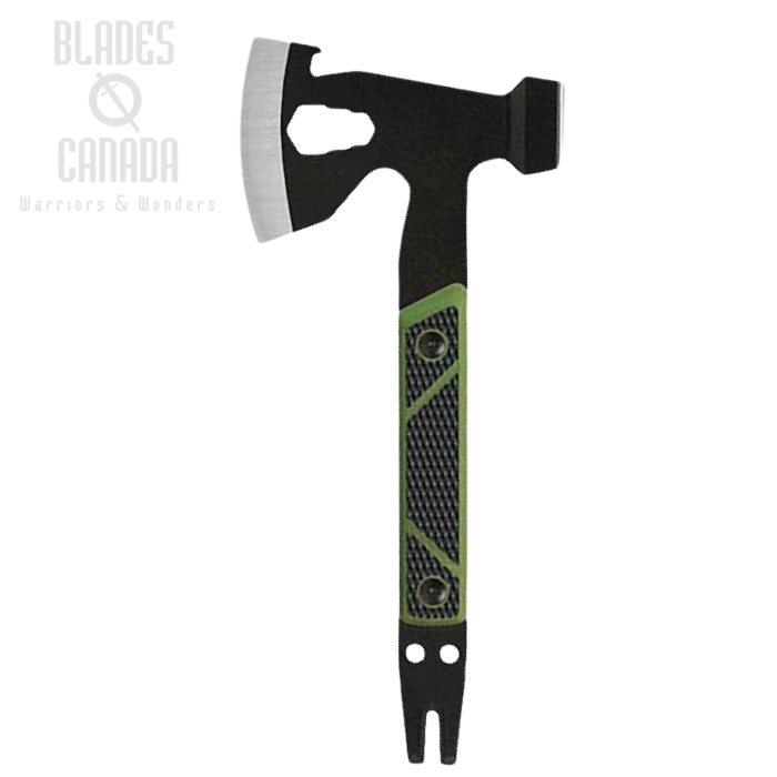 SOG Dual Strike Axe, Black/Satin Finish, Rubber Black/Green, Nylon Sheath, SOG-32-44-01-43