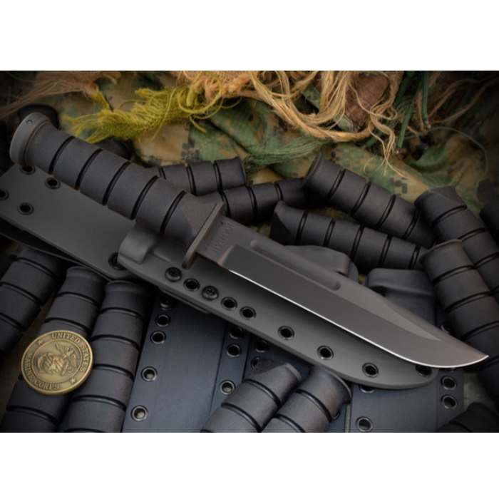 Spartan Ka-Bar Fixed Blade Knife, CPM MagnaCut Black, Kraton Black, Kydex Black Sheath