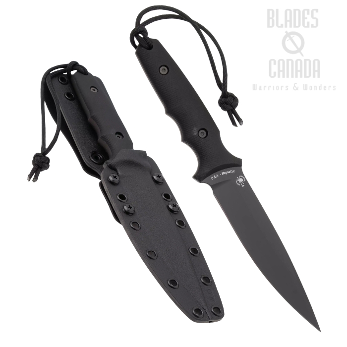 Spartan Blades Harsey Clandestina Fixed Blade Knife, CPM MagnaCut Black, Micarta Black, Kydex Sheath, SB57BKBKKYBK (image for) Spartan Blades Harsey Clandestina Fixed Blade Knife, CPM MagnaCut Black, Micarta Black, Kydex Sheath, SB57BKBKKYBK