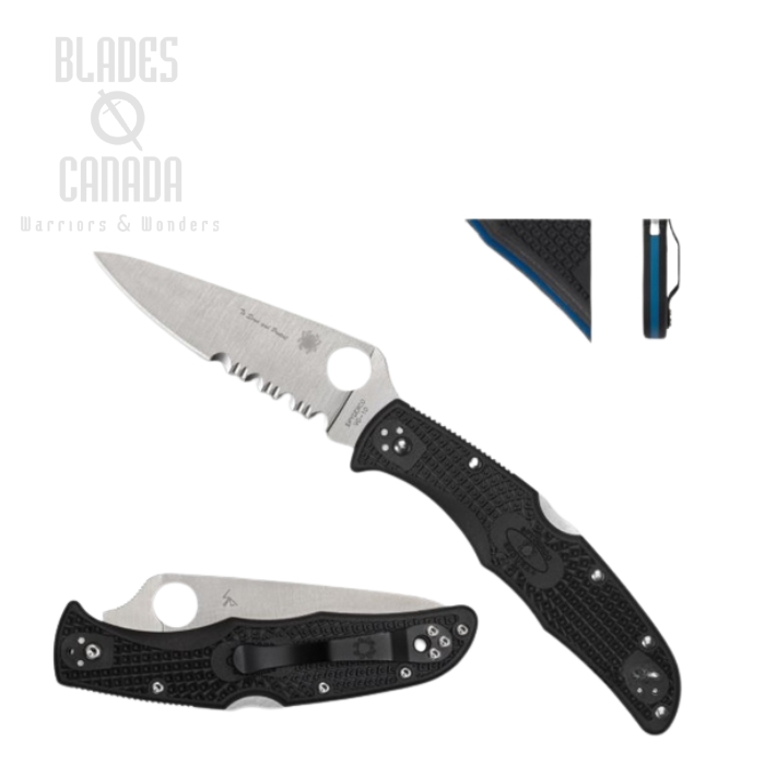 Spyderco Endura 4 Thin Blue Line Folding Knife, VG10, FRN Black, C10FPSBKBL (image for) Spyderco Endura 4 Thin Blue Line Folding Knife, VG10, FRN Black, C10FPSBKBL