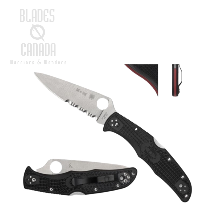 Spyderco Endura 4 Thin Red Line Folding Knife, VG10, FRN Black, C10FPSBKRD (image for) Spyderco Endura 4 Thin Red Line Folding Knife, VG10, FRN Black, C10FPSBKRD