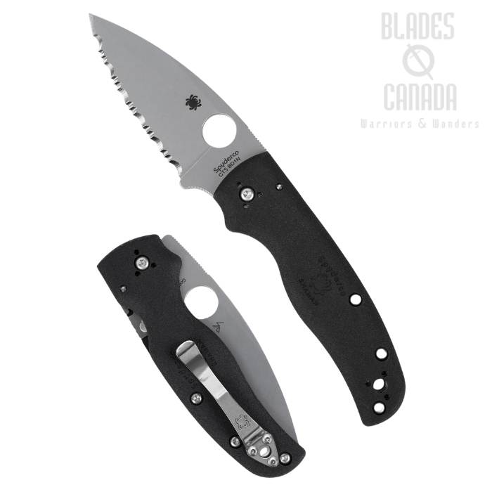 Spyderco Shaman Lightweight Compression Lock Folding Knife, CTS BD1N Stainless, FRN Black, C229SBK (image for) Spyderco Shaman Lightweight Compression Lock Folding Knife, CTS BD1N Stainless, FRN Black, C229SBK