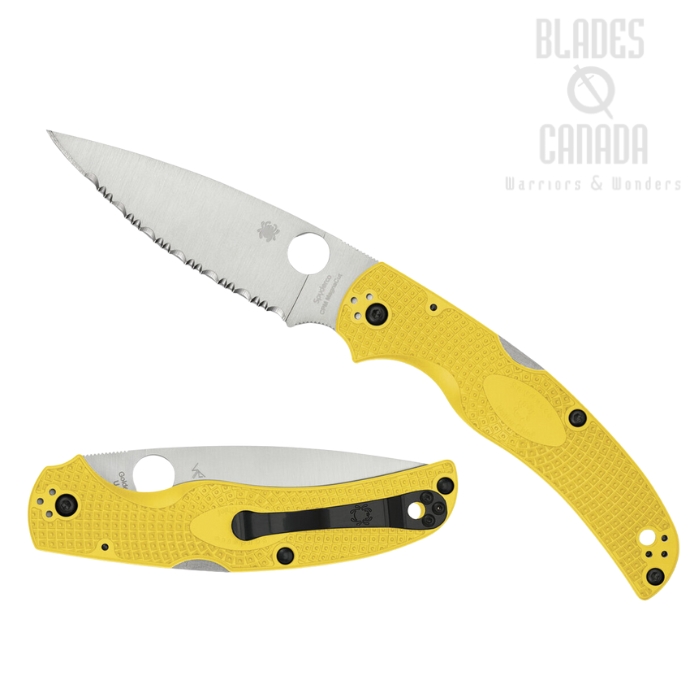 Spyderco Native Chief Lightweight Salt Folding Knife, CPM Magnacut Serrated, FRN Yellow, C244SYL