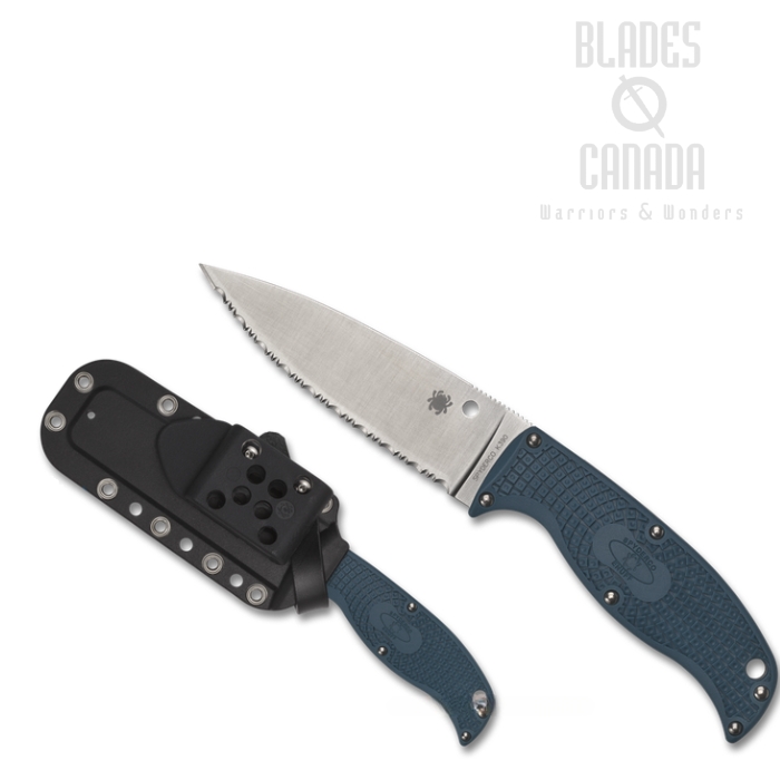 Spyderco Enuff 2 Fixed Blade Knife, K390 Serrated, FRN Blue, FB31SBL2K390 Spyderco Enuff 2 Fixed Blade Knife, K390 Serrated, FRN Blue, FB31SBL2K390