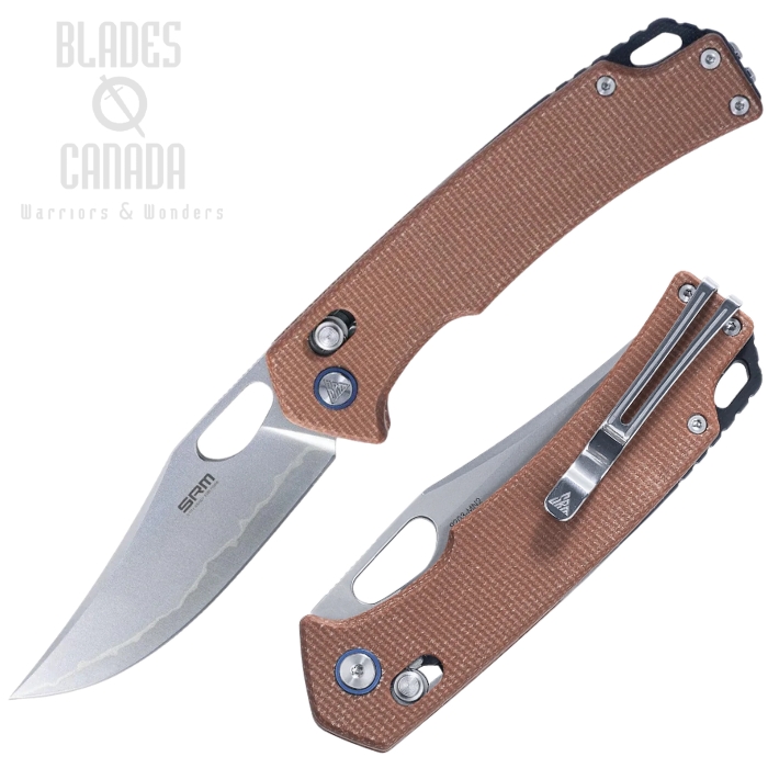 SRM Retriever Crossbar Lock Folding Knife, Laminated Blade, Micarta Brown, 9203-MN2 (image for) SRM Retriever Crossbar Lock Folding Knife, Laminated Blade, Micarta Brown, 9203-MN2