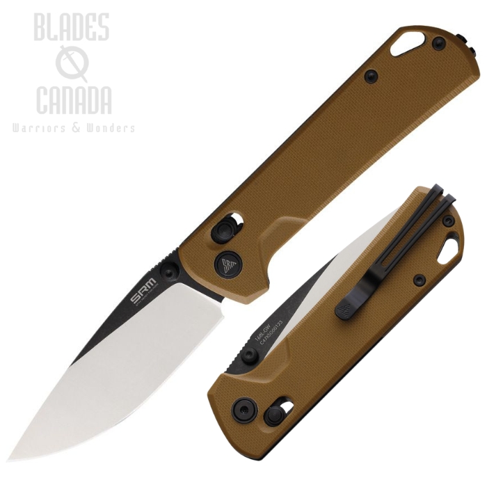 SRM 168L Ambi Lock Folding Knife, D2 Two-Tone, G10 Flat Dark Earth, SRM168LGW