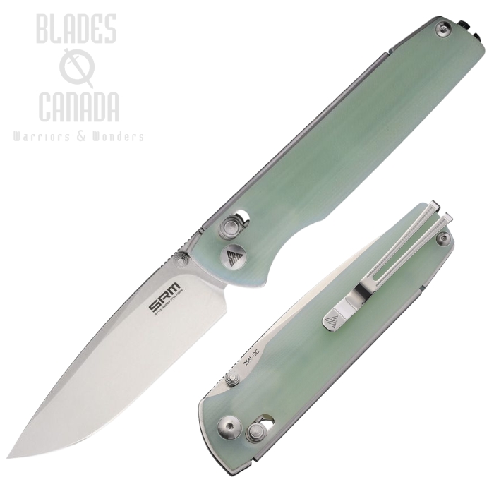 SRM Knives 258L Ambi Lock Folding Knife, D2 Stonewash, G10 Jade, SRM258LGC SRM Knives 258L Ambi Lock Folding Knife, D2 Stonewash, G10 Jade, SRM258LGC