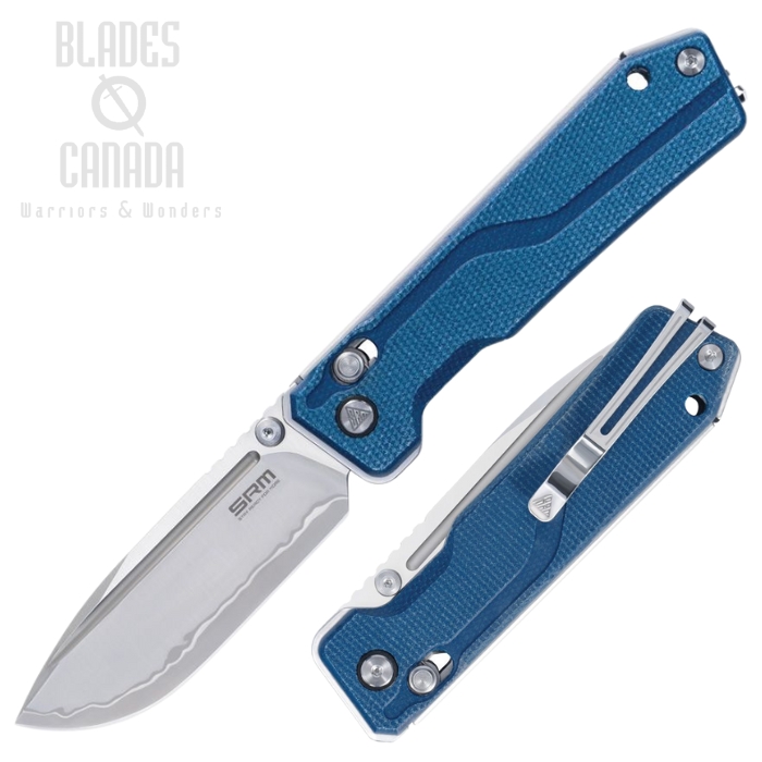 SRM Knives Rubik Ambi Lock Folding Knife, Bead Blast Blade, Micarta Blue, 7228B-ME2 SRM Knives Rubik Ambi Lock Folding Knife, Bead Blast Blade, Micarta Blue, 7228B-ME2