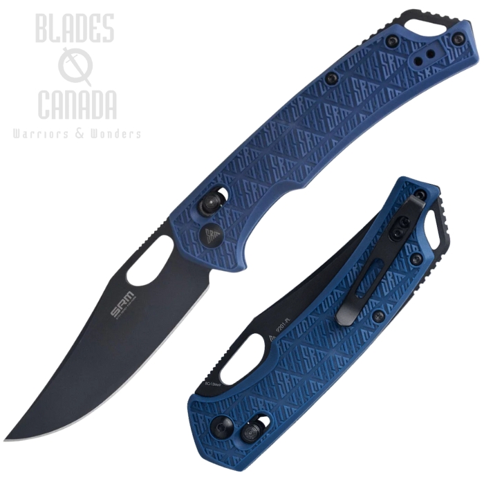 SRM Knives Model 9201-PL Folding Knife, Black Blade, FRN Blue Textured Handle, 9201PL (image for) SRM Knives Model 9201-PL Folding Knife, Black Blade, FRN Blue Textured Handle, 9201PL