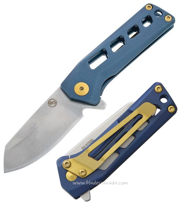 StatGear Slinger Framelock Flipper Folding Knife, D2, SLNGR-BLU