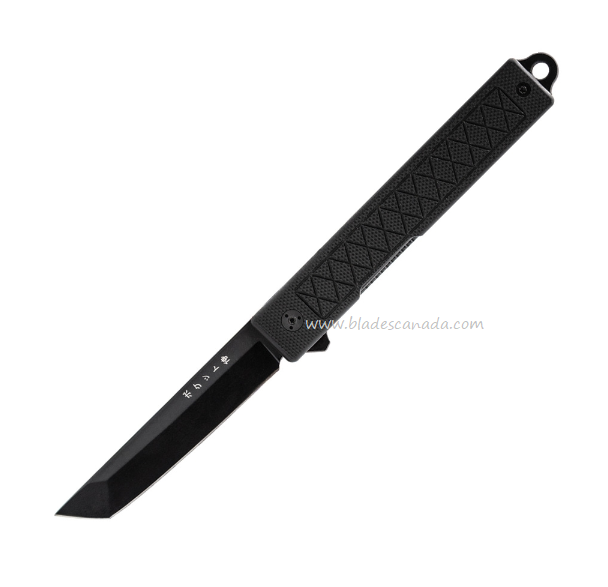 StatGear Pocket Samurai Full-Size Flipper Folding Knife, D2 Black, G10 Back, FS-BLK