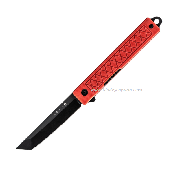 StatGear Pocket Samurai Full-Size Flipper Folding Knife, D2 Black, G10 Red, FS-RED