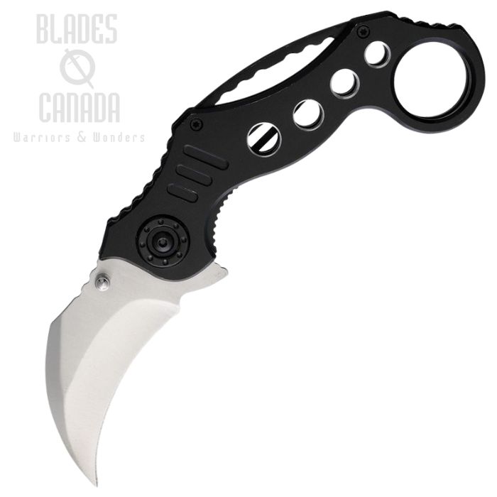 S-Tec Karambit Flipper Folding Knife, Assisted Opening, Stainless Satin, Aluminum Black, STT2734BK