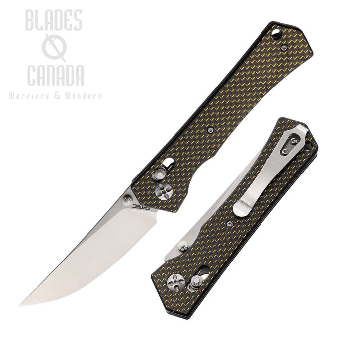 S-Tec Axis Lokc Folding Knife, D2 Satin, Carbon Fiber Gold, STTS024