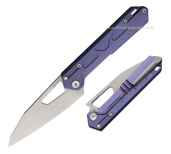 NOC Knives DT03 Framelock Folding Knife, VG10 SW, Titanium Purple, STEDT03BLU