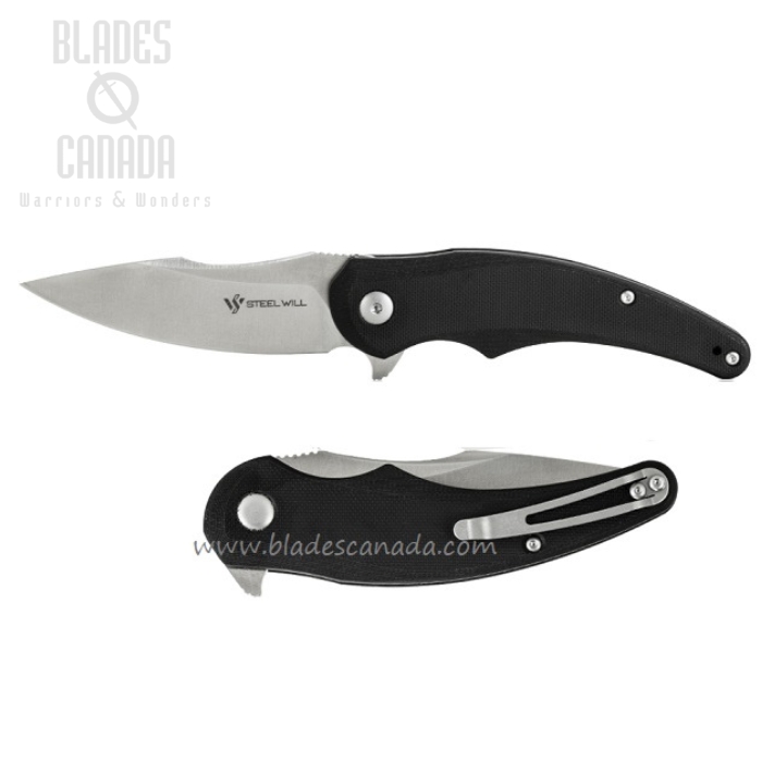 Steel Will Mini Arcturus Flipper Folding Knife, D2 Satin, G10 Black, F55M-01