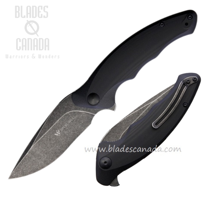 Steel Will Avior Flipper Folding Knife, D2 Black SW, G10 Black, F62-08