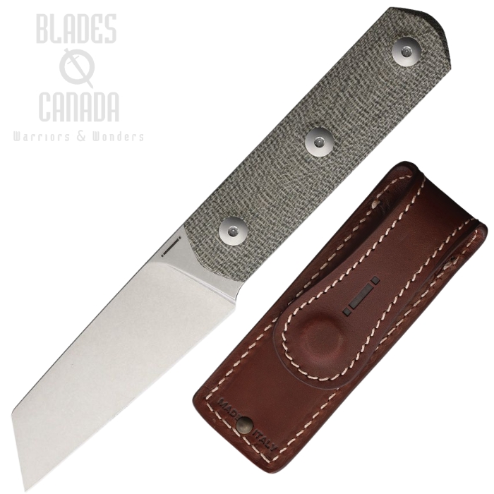 Straight Line Erny Fixed Blade Knife, M390 SW, Micarta Green, Smart Mag Leather Sheath, ER-GC (image for) Straight Line Erny Fixed Blade Knife, M390 SW, Micarta Green, Smart Mag Leather Sheath, ER-GC
