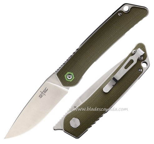 S-TEC Folding Knife, 14C28N Sandvik Satin, G10 Green, STTS501GN (image for) S-TEC Folding Knife, 14C28N Sandvik Satin, G10 Green, STTS501GN