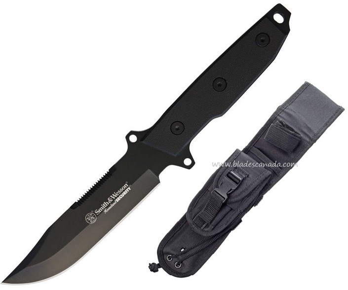 Smith & Wesson SUR4N Homeland Security Fixed Blade Knife, G10 Black (image for) Smith & Wesson SUR4N Homeland Security Fixed Blade Knife, G10 Black