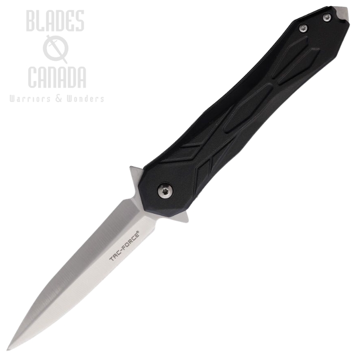 Tac Force Flipper Folding Knife, Assisted Opening, Stainless Satin, Aluminum Black, TF2003BK