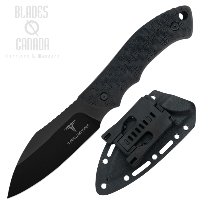 Takumitak Day500 Fixed Blade Knife, D2 Black, G10 Black, Kydex Sheath, TKF206BK